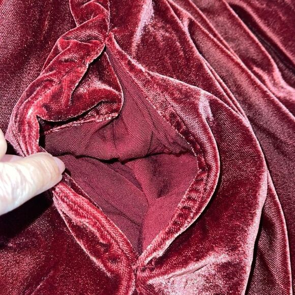 Free People Womens Velvet Lace Up Dress Daphne Long Sleeve Lined Red Size Medium - Picture 10 of 13